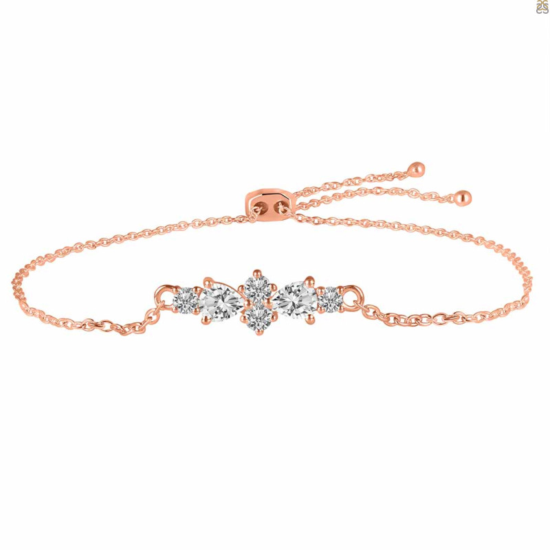 Crystal & White Topaz Bracelet With Adjustable Camera Lock CST-RDB-146.