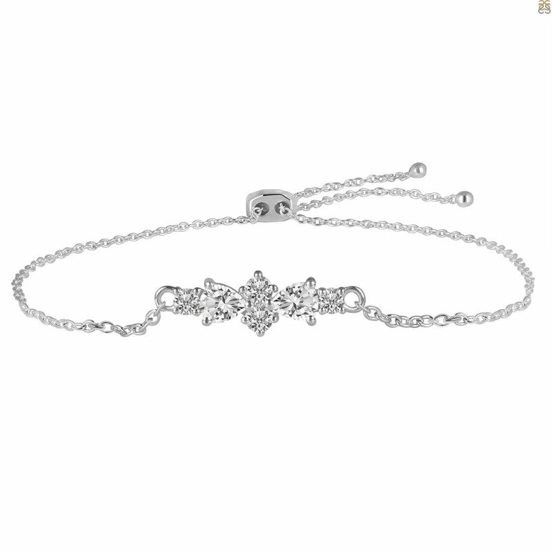 Crystal & White Topaz Bracelet With Adjustable Camera Lock CST-RDB-146.