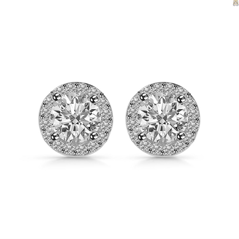 Crystal & White Topaz Stud Earring CST-RDE-1259.
