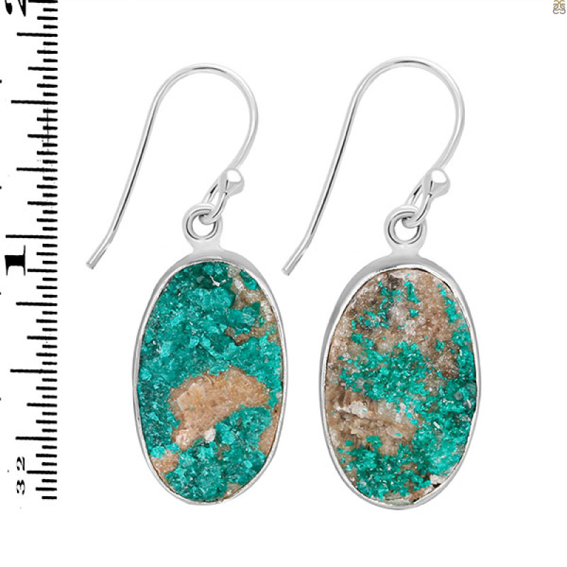 Dioptase Druzy Earring-E DPT-3-29