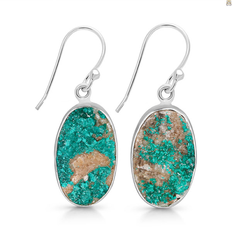 Dioptase Druzy Earring-E DPT-3-29