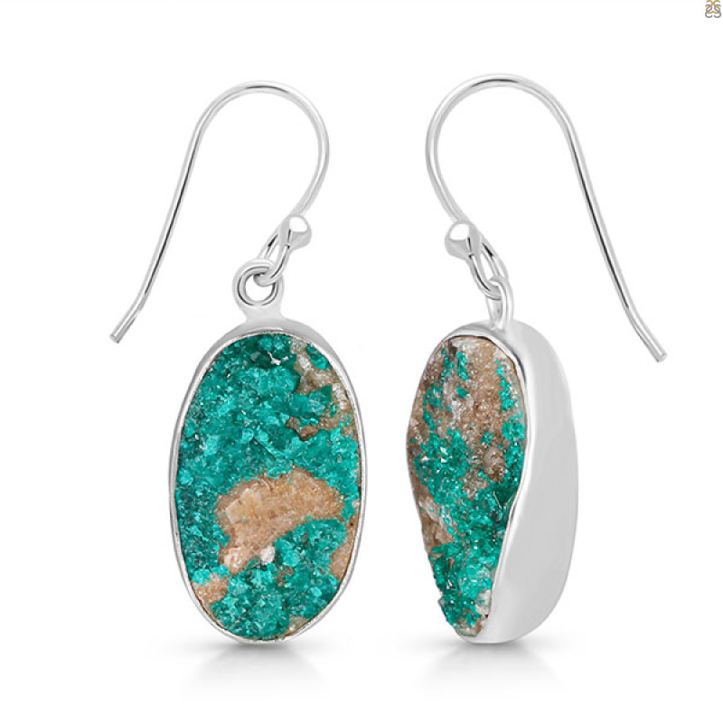 Dioptase Druzy Earring-E DPT-3-29