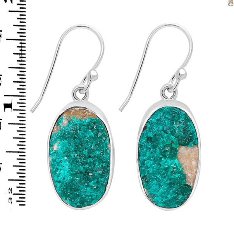 Dioptase Druzy Earring-E DPT-3-38