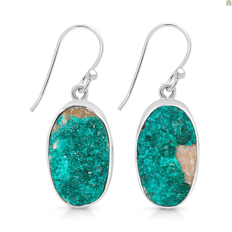 Dioptase Druzy Earring-E DPT-3-38