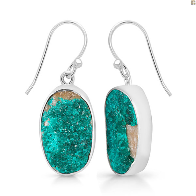 Dioptase Druzy Earring-E DPT-3-38