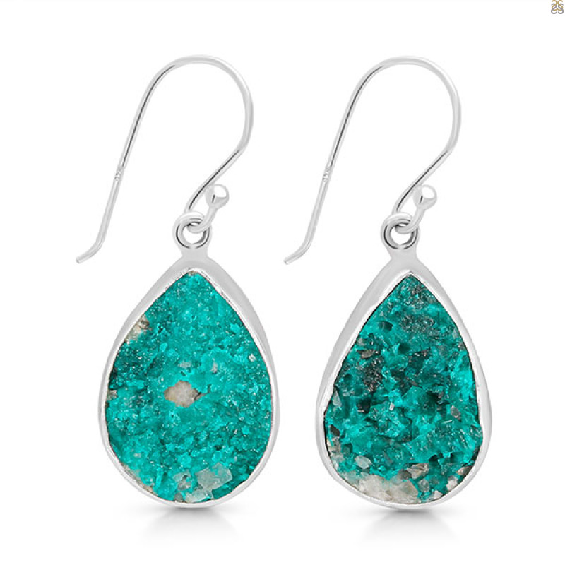 Dioptase Druzy Earring-E DPT-3-45