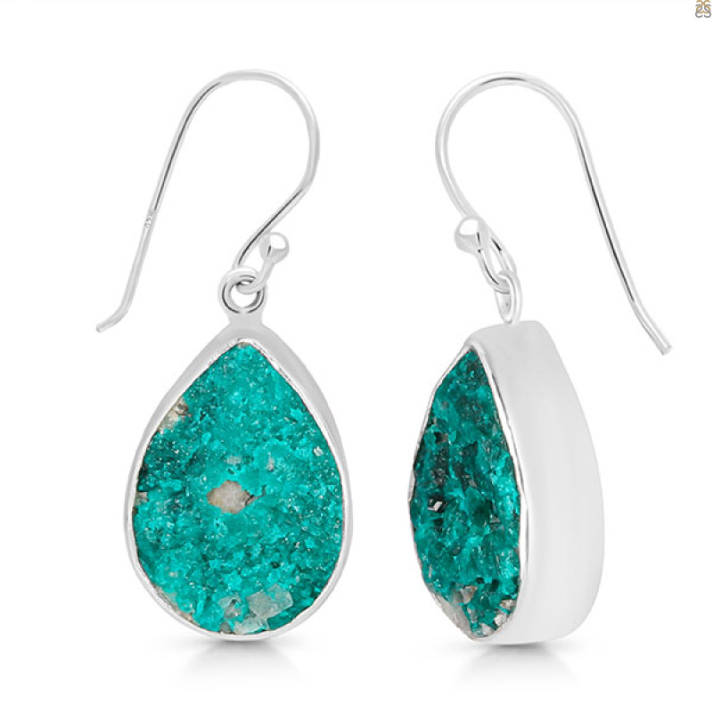 Dioptase Druzy Earring-E DPT-3-45