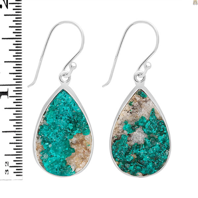 Dioptase Druzy Earring-E DPT-3-46