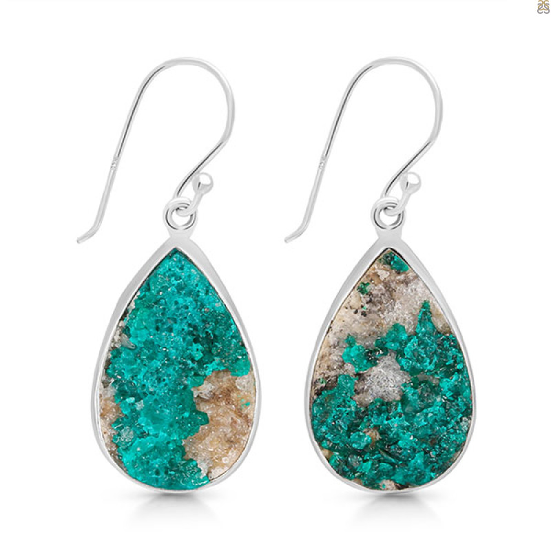 Dioptase Druzy Earring-E DPT-3-46