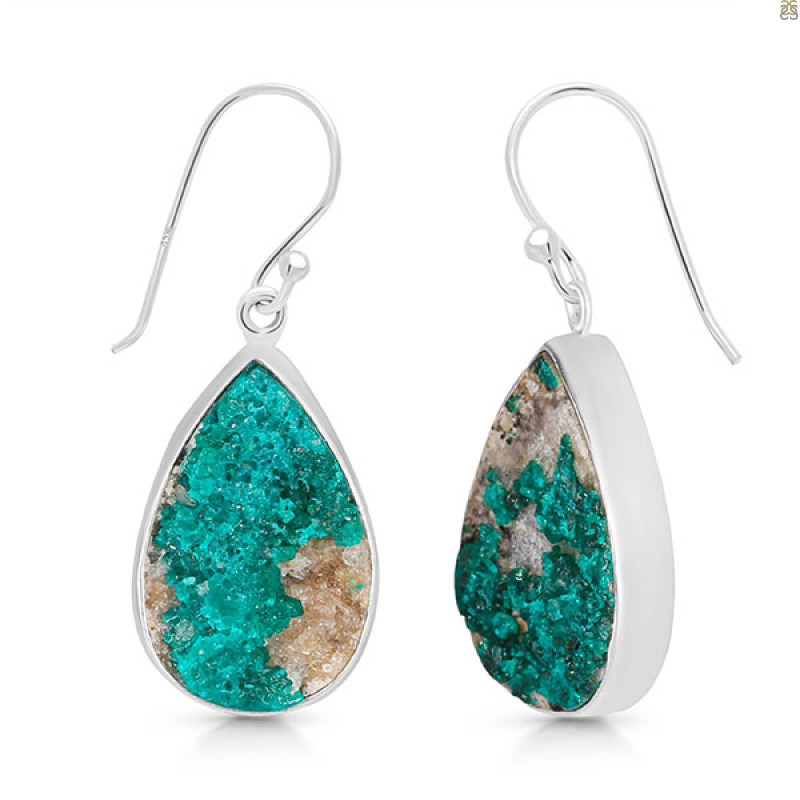 Dioptase Druzy Earring-E DPT-3-46