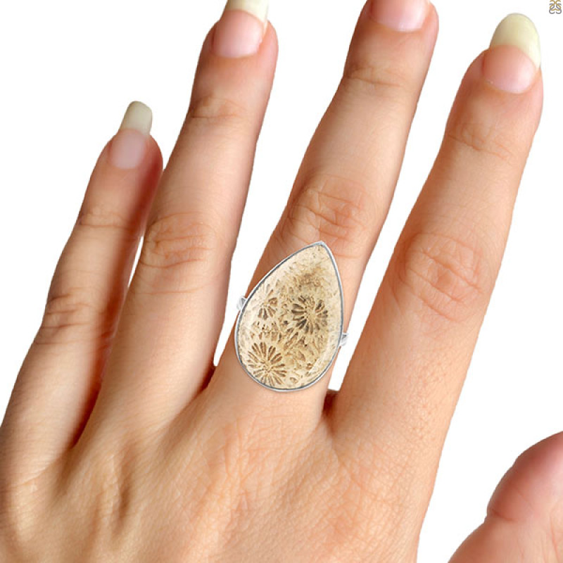 Fossilized Coral Adjustable Ring-ADJ-R