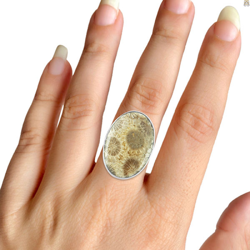 Fossilized Coral Adjustable Ring-ADJ-R