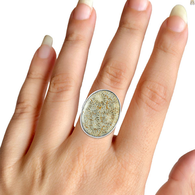 Fossilized Coral Adjustable Ring-ADJ-R