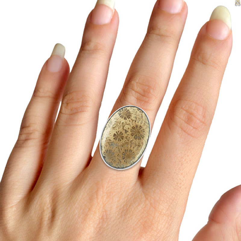 Fossilized Coral Adjustable Ring-ADJ-R