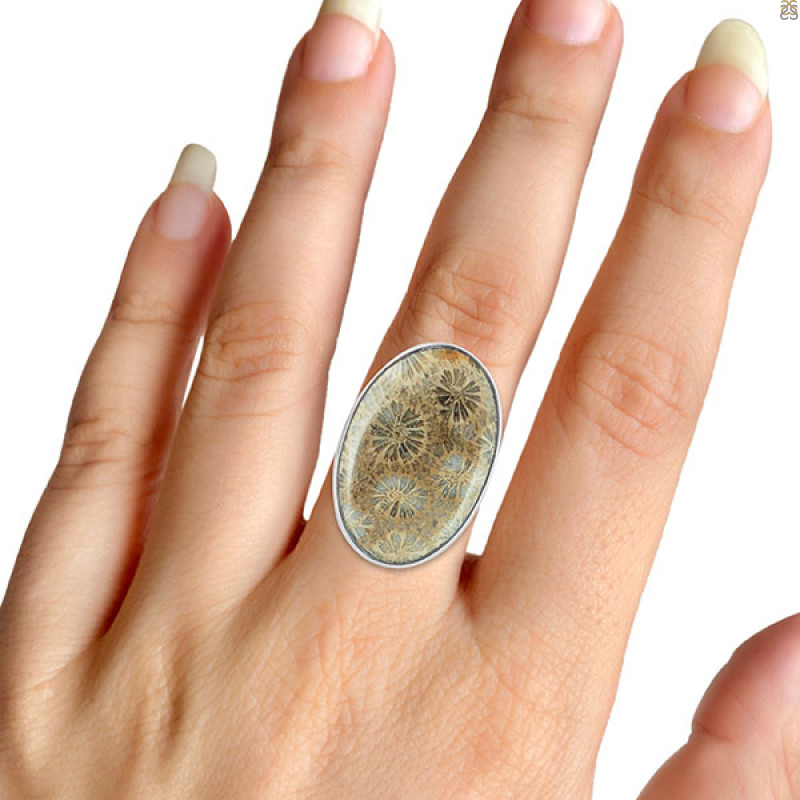 Fossilized Coral Adjustable Ring-ADJ-R
