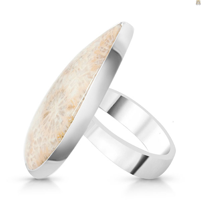 Fossilized Coral Adjustable Ring-ADJ-R FSC-2-63