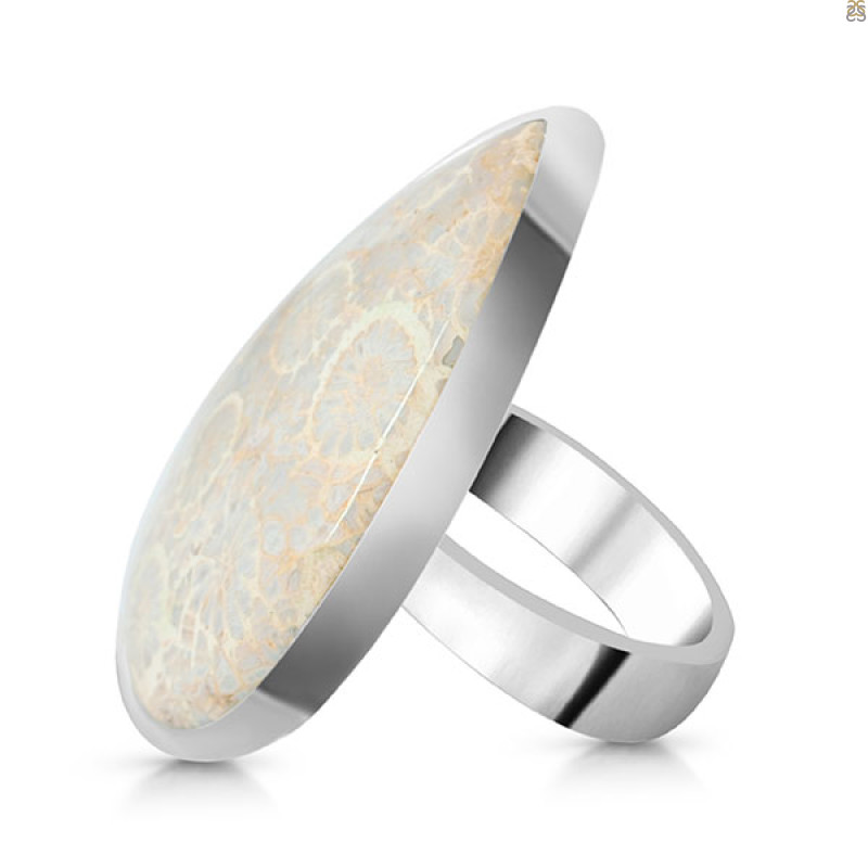 Fossilized Coral Adjustable Ring-ADJ-R FSC-2-72