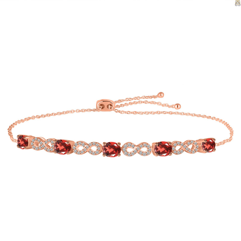  Garnet & White Topaz Bracelet With Adjustable Camera Lock GAR-RDB-126.