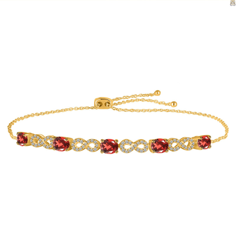  Garnet & White Topaz Bracelet With Adjustable Camera Lock GAR-RDB-126.