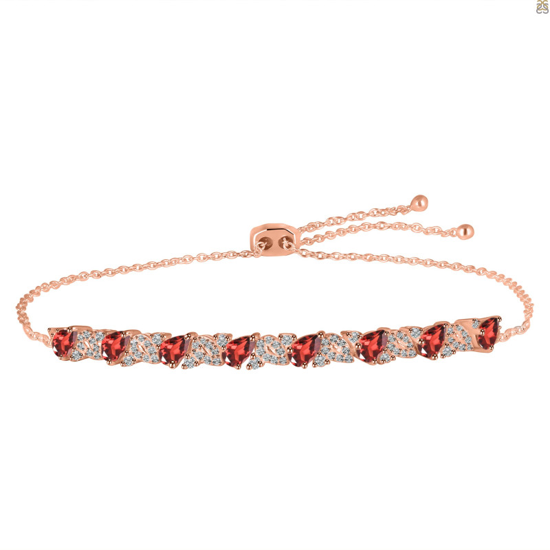 Garnet & White Topaz Bracelet With Adjustable Camera Lock GAR-RDB-128.