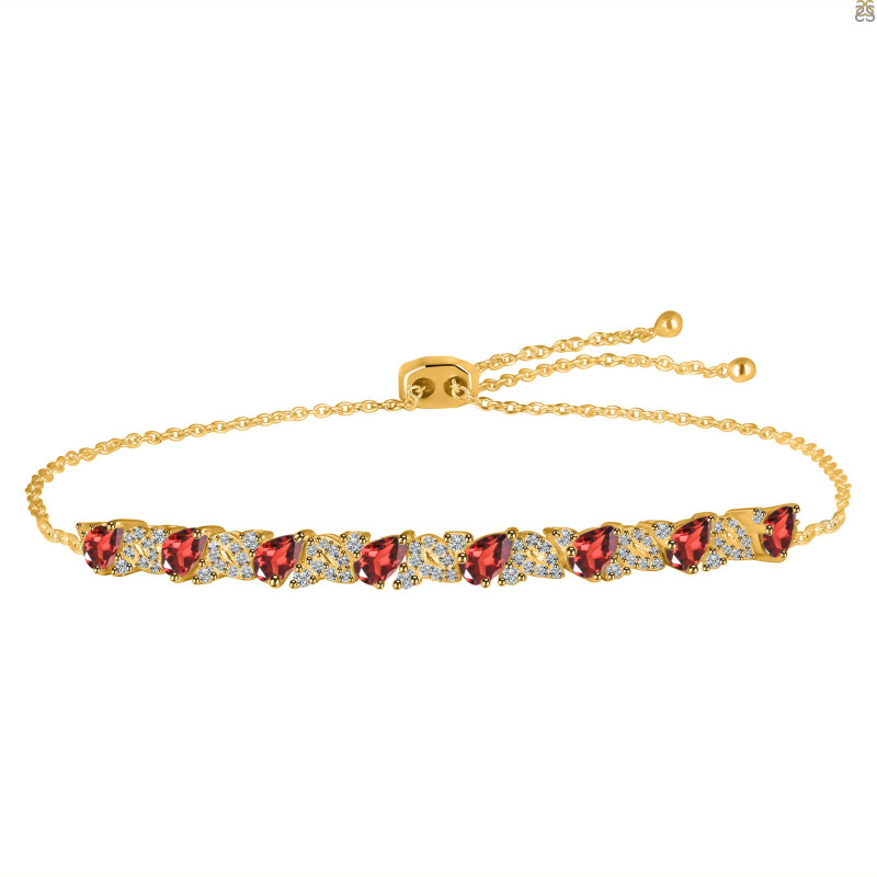 Garnet & White Topaz Bracelet With Adjustable Camera Lock GAR-RDB-128.