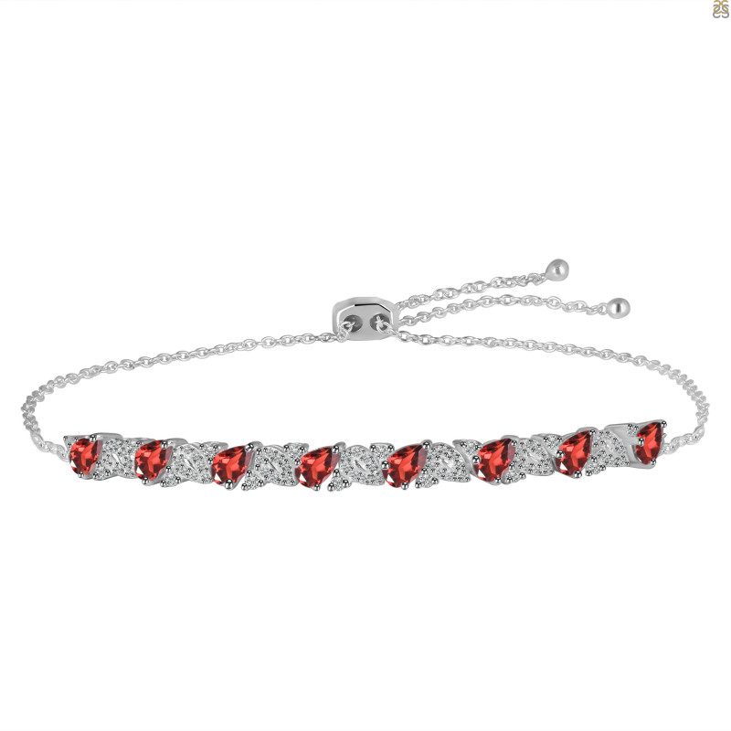 Garnet & White Topaz Bracelet With Adjustable Camera Lock GAR-RDB-128.