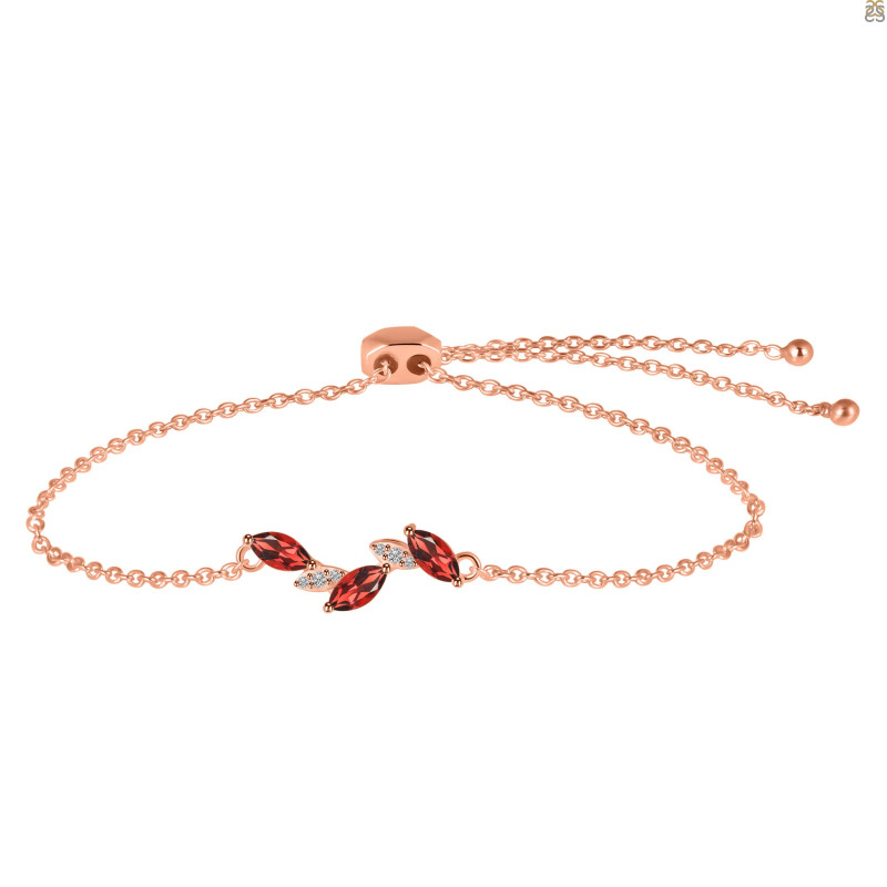 Garnet & White Topaz Bracelet With Adjustable Camera Lock GAR-RDB-143.