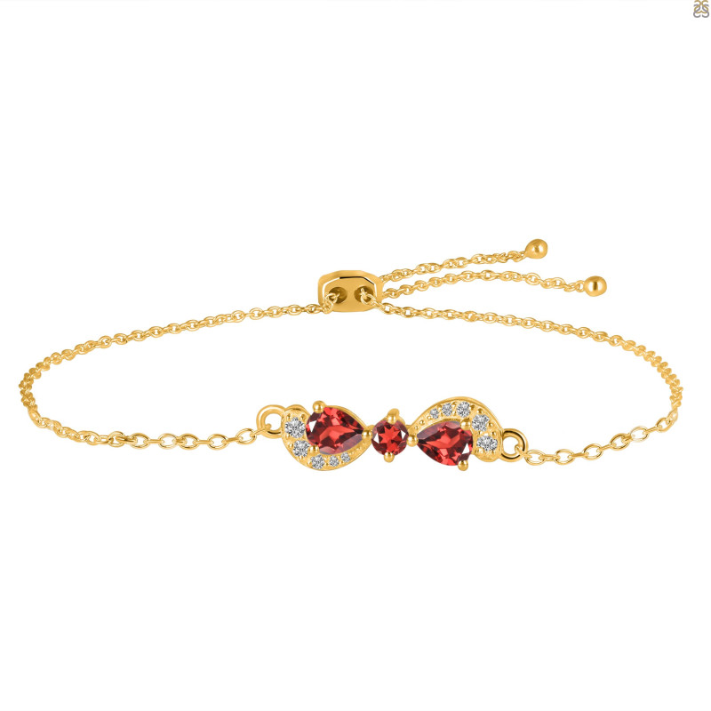 Garnet & White Topaz Bracelet With Adjustable Camera Lock GAR-RDB-145.