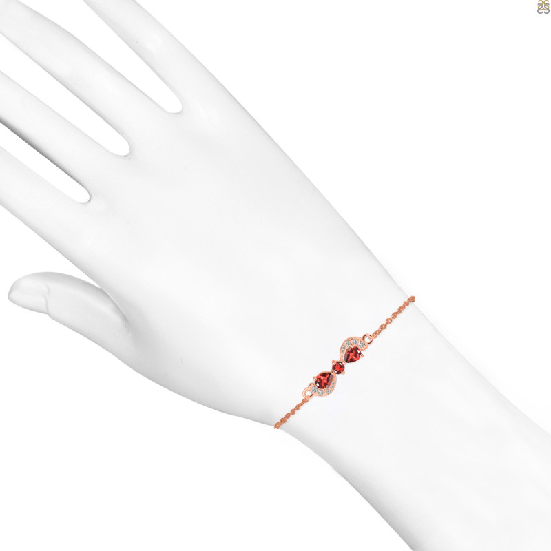 Garnet & White Topaz Bracelet With Adjustable Camera Lock GAR-RDB-145.