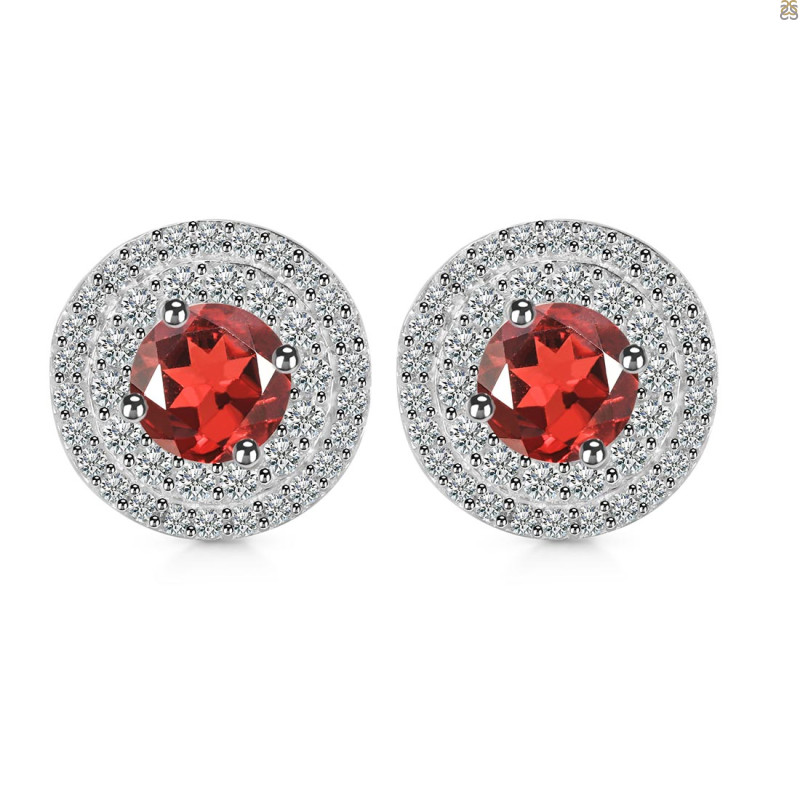 Garnet & White Topaz Stud Earring GAR-RDE-1271.