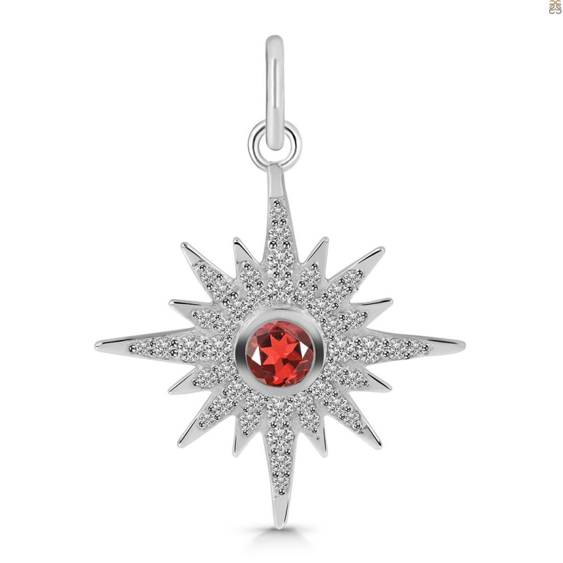 Garnet & White Topaz Pendant GAR-RDP-693.