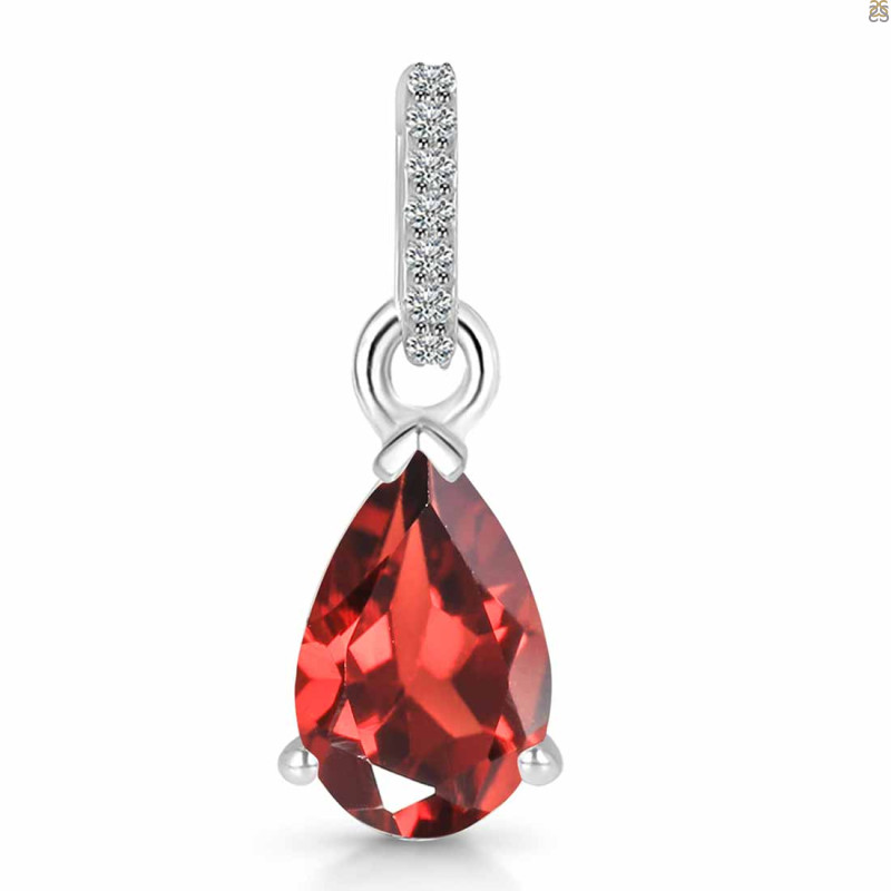 Garnet & White Topaz Pendant GAR-RDP-757-CZ.
