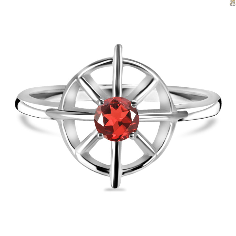 Garnet Dharma Wheel Ring GAR-RDR-2147.
