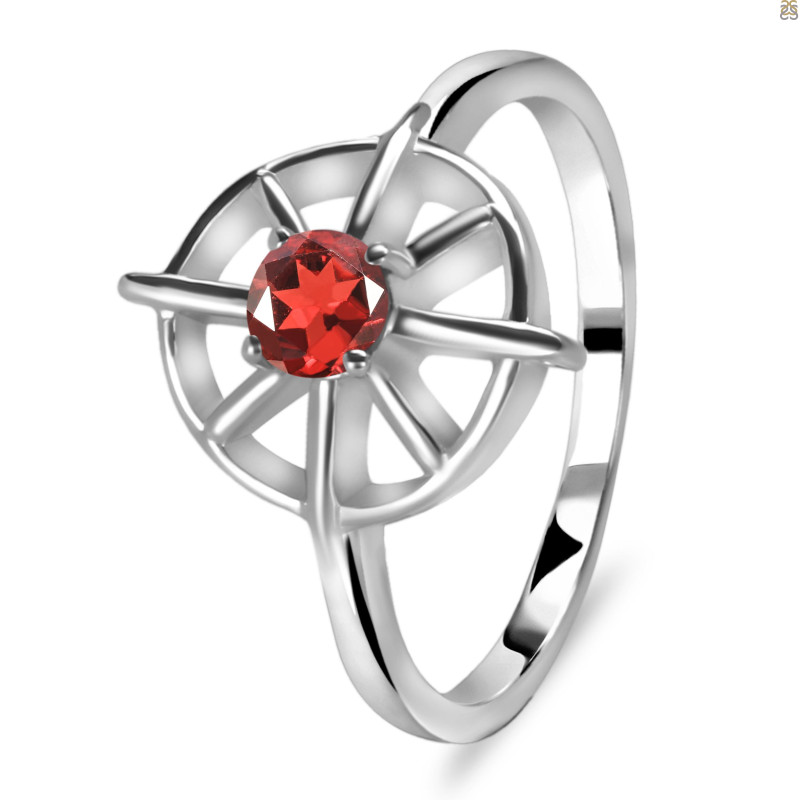 Garnet Dharma Wheel Ring GAR-RDR-2147.
