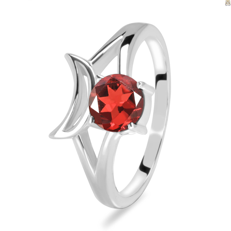 Garnet Crescent Moon Ring GAR-RDR-2151.