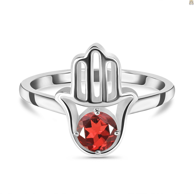 Garnet Hamsa Hand Ring GAR-RDR-2163.