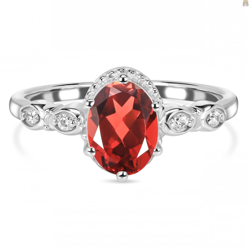 Garnet & White Topaz Ring GAR-RDR-2182.