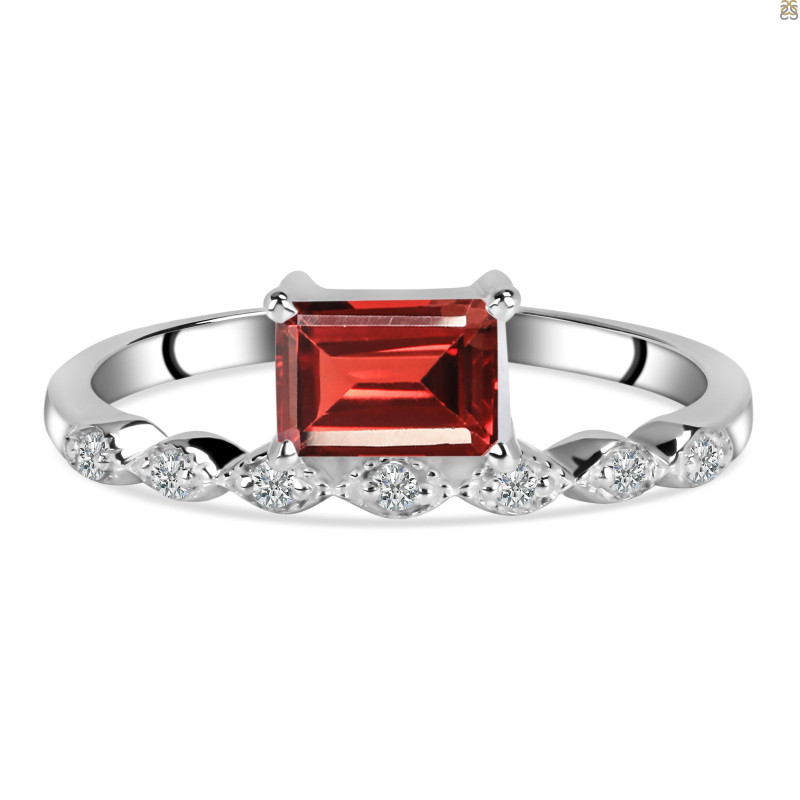 Garnet & White Topaz Ring GAR-RDR-2199.