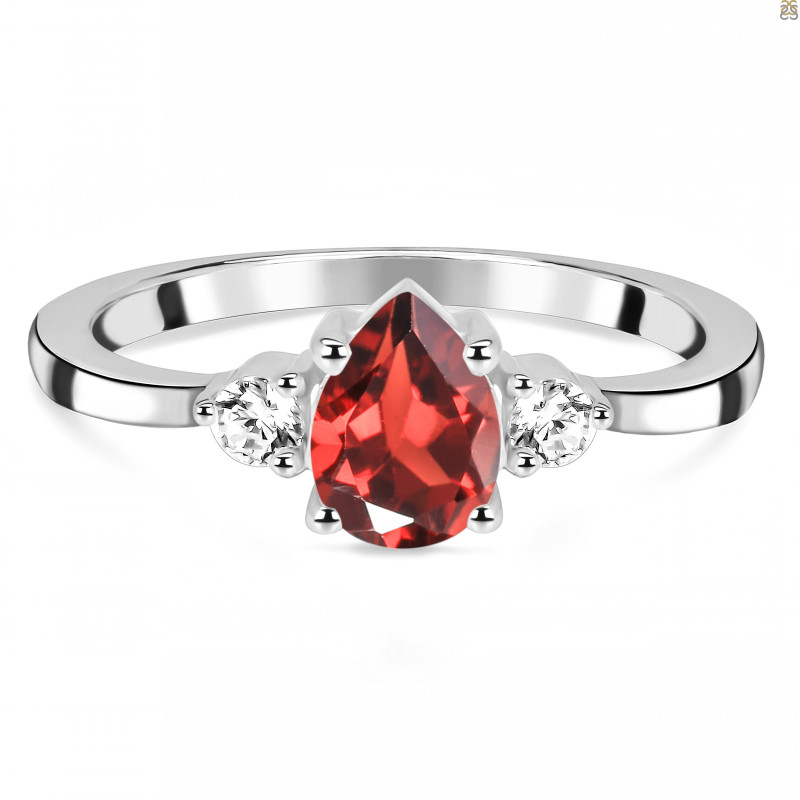 Garnet & White Topaz Ring GAR-RDR-2213.