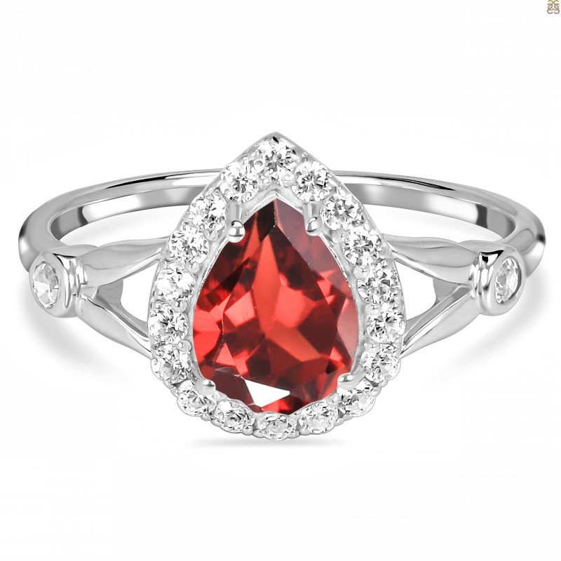 Garnet & White Topaz Ring GAR-RDR-2243.