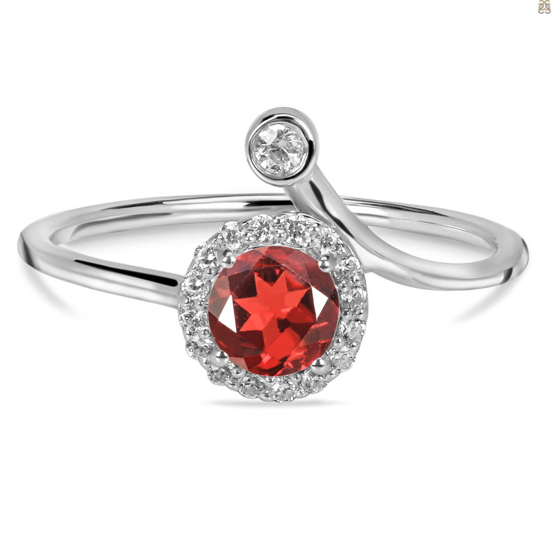 Garnet & White Topaz Ring GAR-RDR-2261.