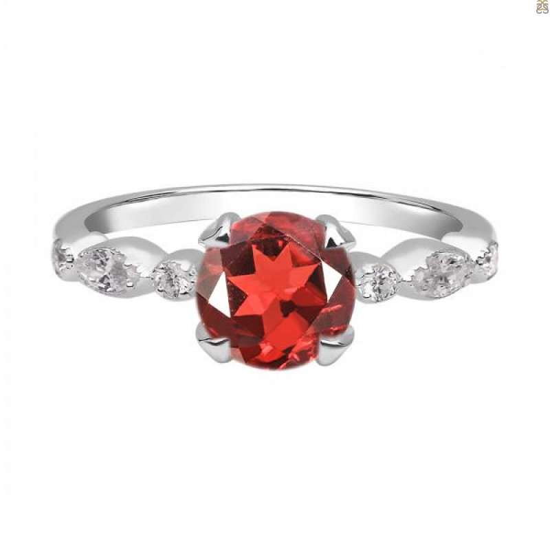 Garnet & White Topaz Ring GAR-RDR-2269.