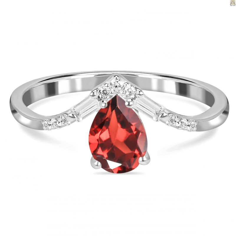 Garnet & White Topaz Ring GAR-RDR-2283.