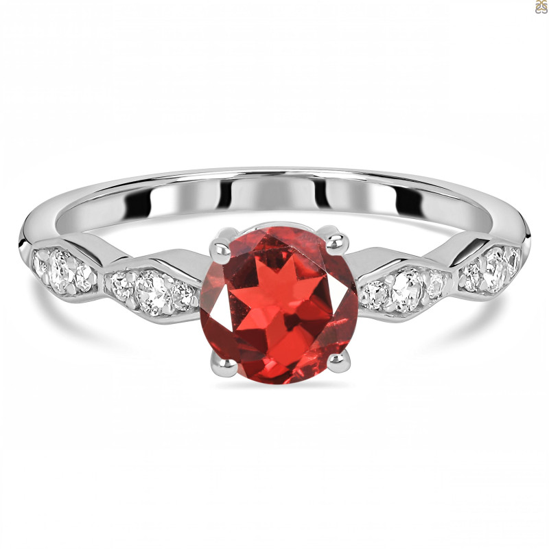 Garnet & White Topaz Ring GAR-RDR-2288.