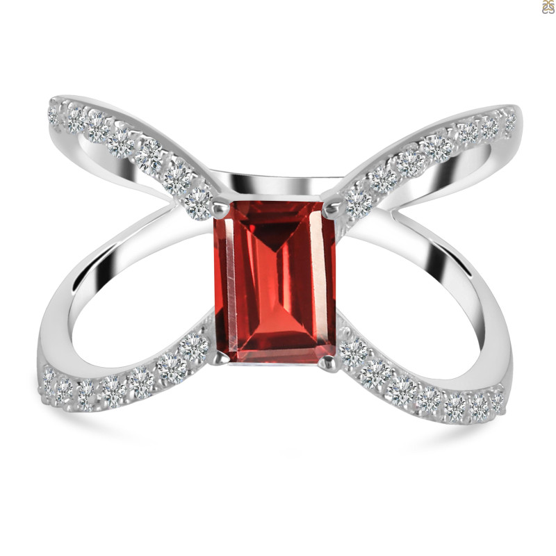 Garnet & White Topaz Ring GAR-RDR-2293.