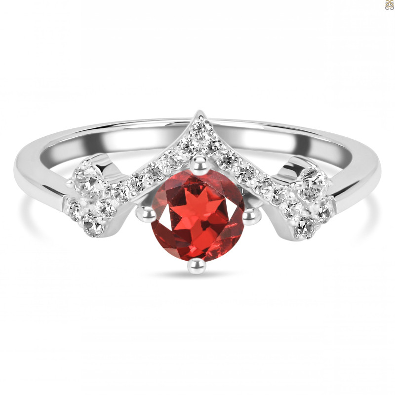 Garnet & White Topaz Ring GAR-RDR-2296.