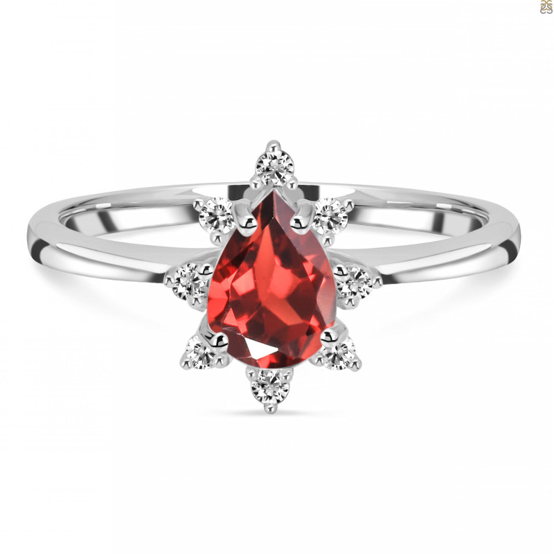 Garnet & White Topaz Ring GAR-RDR-2305.