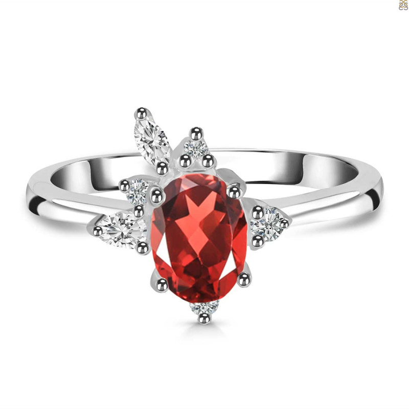 Garnet & White Topaz Ring GAR-RDR-2398.