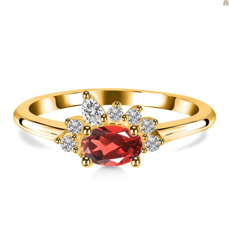 Garnet & White Topaz Ring GAR-RDR-2418.