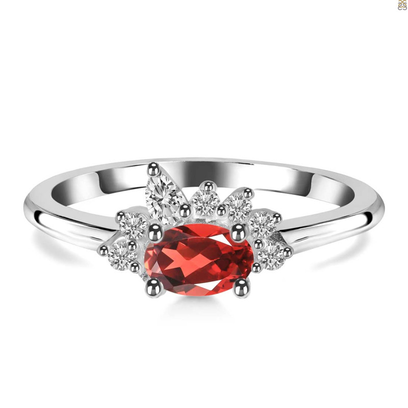 Garnet & White Topaz Ring GAR-RDR-2418.